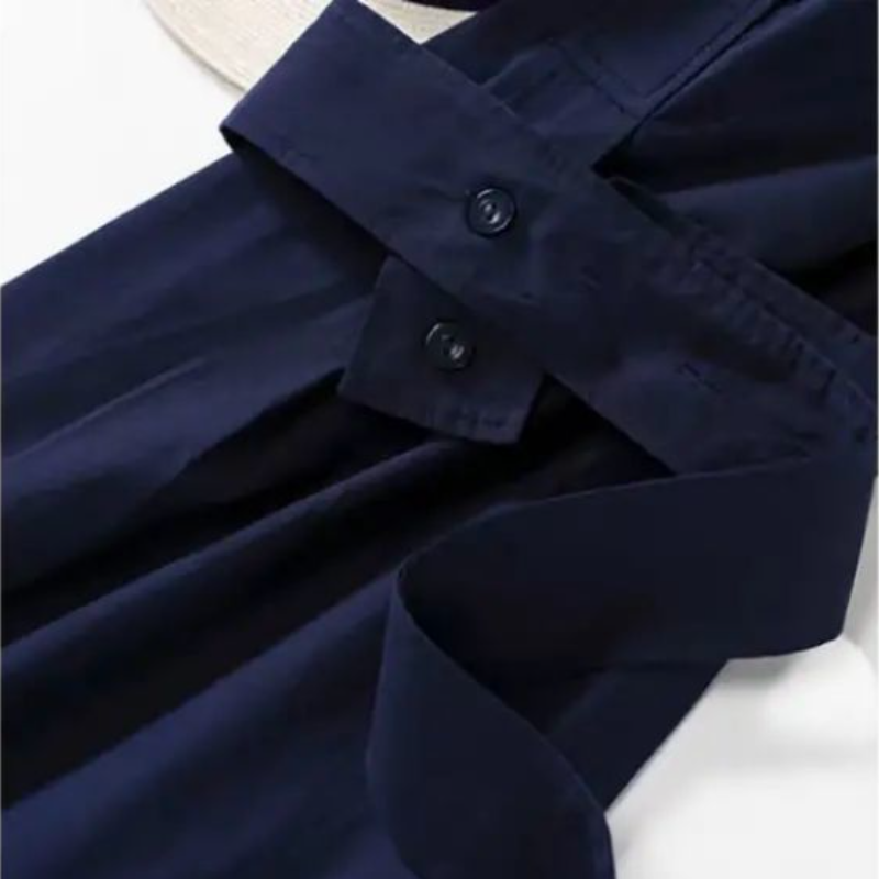 法式收腰襯衫裙-新款顯瘦遮肚設計 名媛氣質連身裙