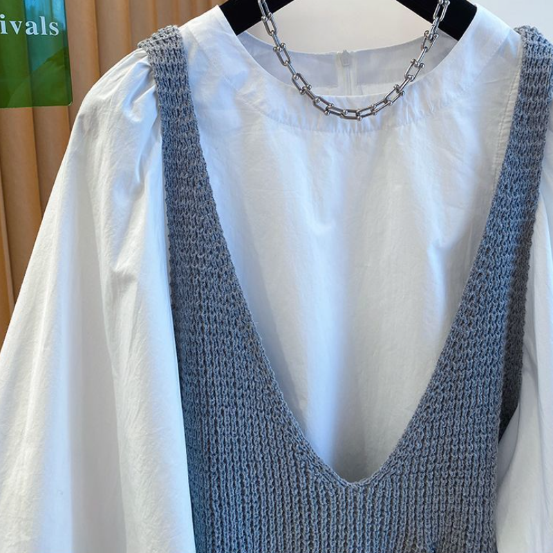韓款百搭毛衣背心2025秋新設計清新女潮簡約大碼純色