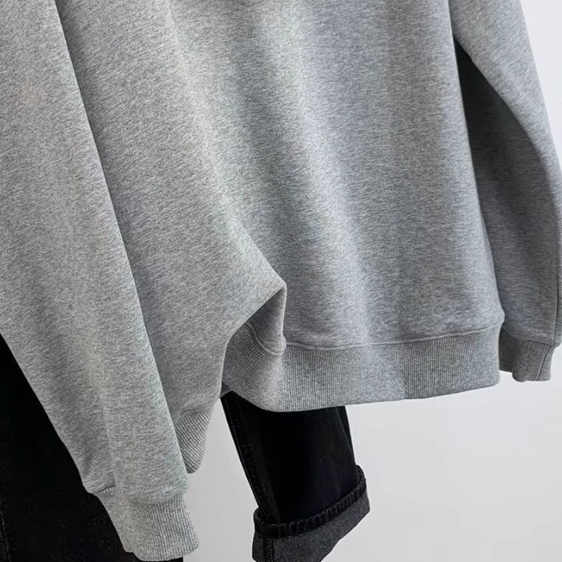 美式斜肩寬鬆大學T 露肩設計感長袖上衣