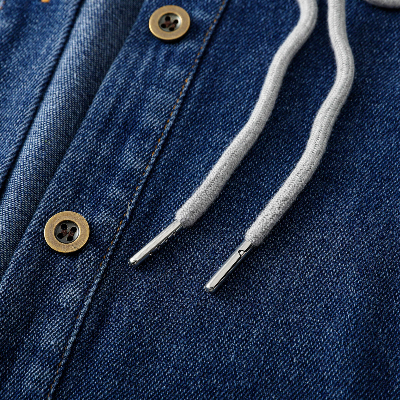 假兩件連帽牛仔外套 中長版剪裁 休閒百搭款