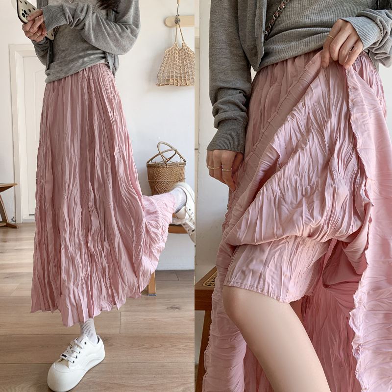 不規則韻 溫柔裙擺 皺皺半身裙大裙擺長裙