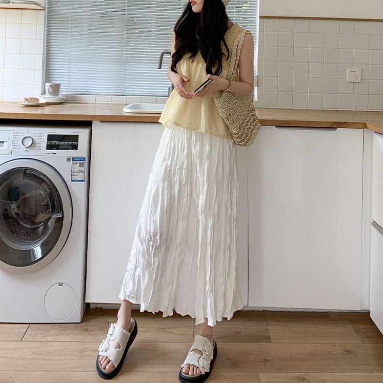 不規則韻 溫柔裙擺 皺皺半身裙大裙擺長裙
