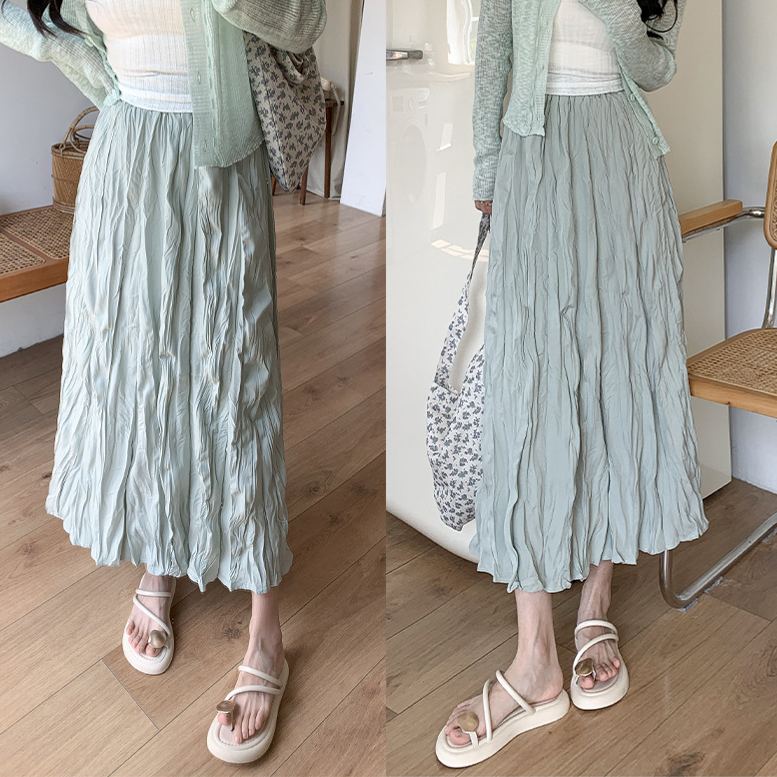 不規則韻 溫柔裙擺 皺皺半身裙大裙擺長裙