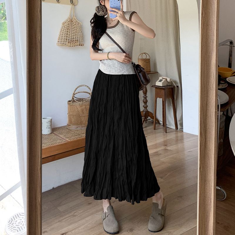 不規則韻 溫柔裙擺 皺皺半身裙大裙擺長裙