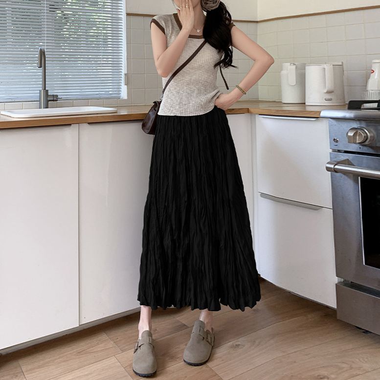 不規則韻 溫柔裙擺 皺皺半身裙大裙擺長裙
