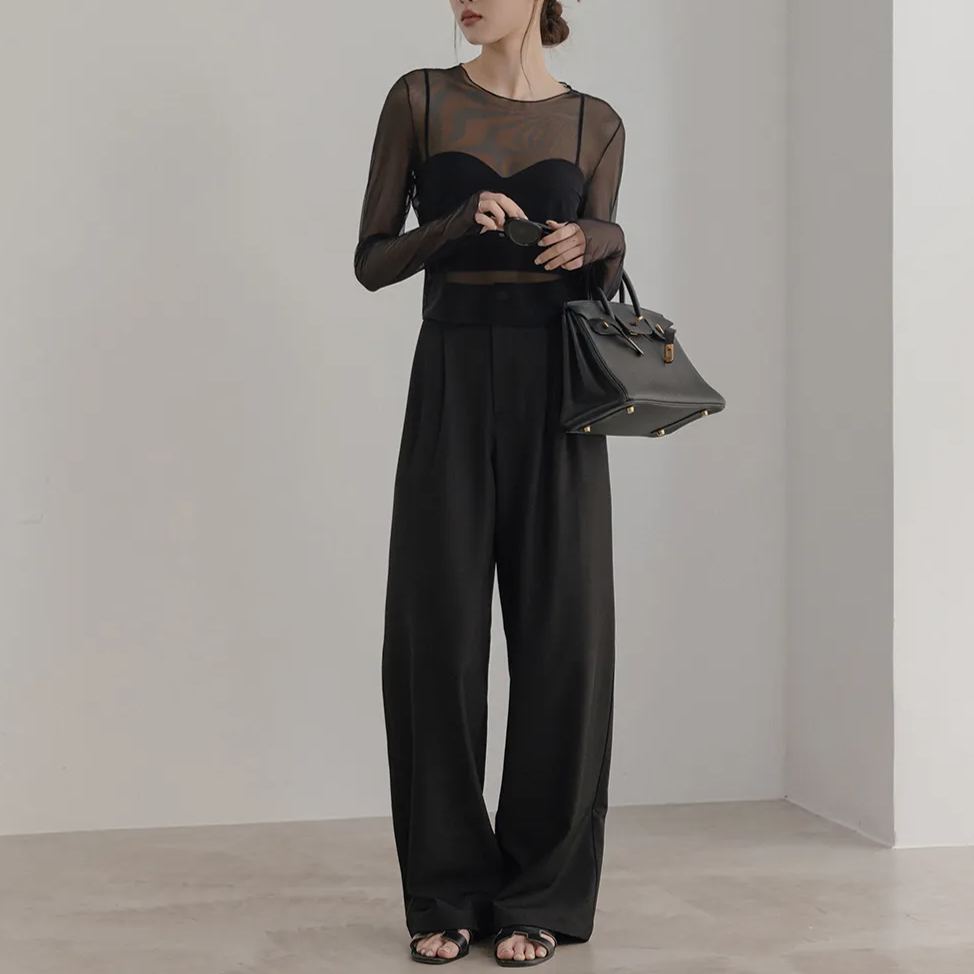 透膚細網長袖上衣 百搭防曬