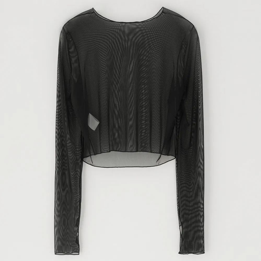 透膚細網長袖上衣 百搭防曬