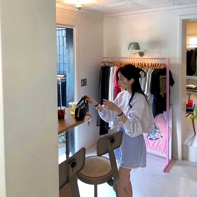 韓國正連線 夏日晚風 條紋蕾絲花邊抽繩短褲