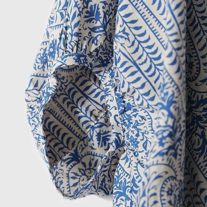 出遊必備 清新 背部蝴蝶結 寬鬆 顯瘦 圓領 七分袖 襯衫