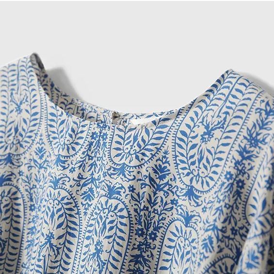 出遊必備 清新 背部蝴蝶結 寬鬆 顯瘦 圓領 七分袖 襯衫