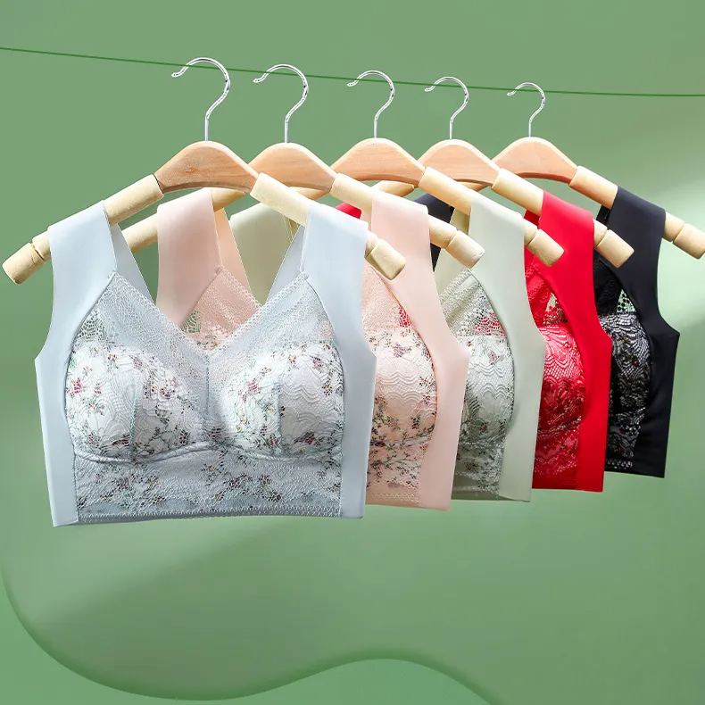 薄款蕾絲美背BRA文胸 背心無鋼圈固定杯 收副乳無痕背心式內衣