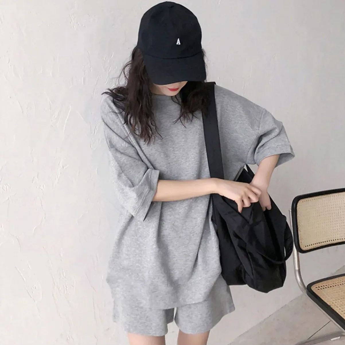 運動套裝 寬鬆 時尚 洋氣 炸街 休閒 兩件套