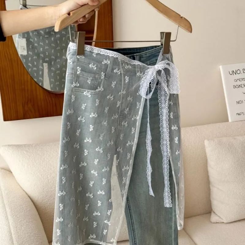 韓國疊疊樂 疊穿主義 ins系帶博主款蕾絲紗裙小眾綁帶設計辣妹圍裙半身裙屁簾