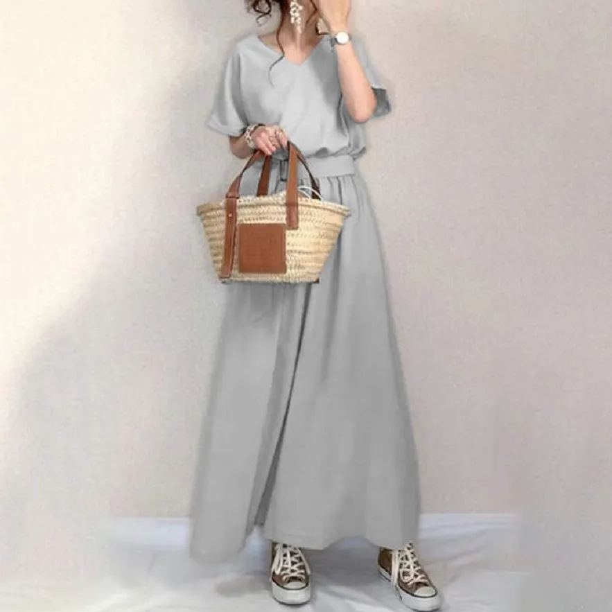 顯瘦洋裝 氣質通勤 收腰純色 淑女 長裙 洋裝