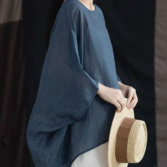 文藝 寬鬆 百搭 夏季新品 蝙蝠袖 大尺碼 防曬服 襯衫