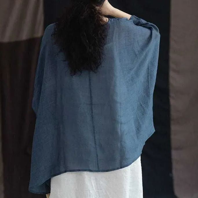 文藝 寬鬆 百搭 夏季新品 蝙蝠袖 大尺碼 防曬服 襯衫