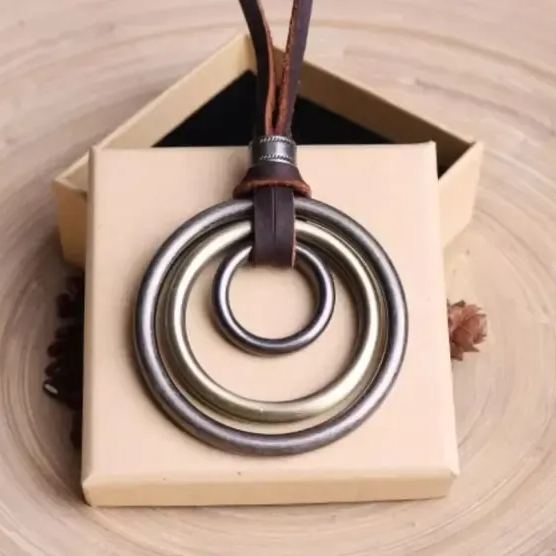 不可或缺的復古時尚吊墜 森系銅環項鏈 民族風百搭氣質款 情侶 男女同款