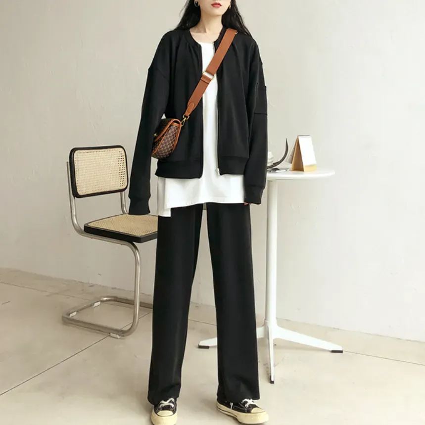 視覺系 休閑 簡約 開叉 套頭 圓領 短袖 素面 遮肉 居家 涼感 T恤