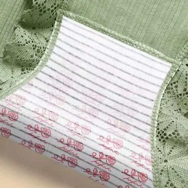 【3條裝】無痕精梳棉中腰蕾絲花邊女士打底安全內褲