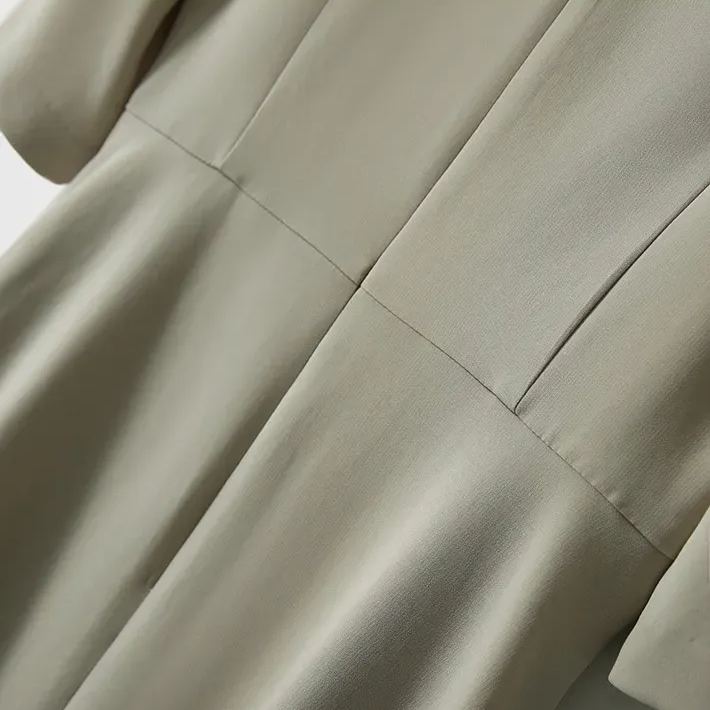 法式 船領 腰間捏褶 氣質 五分袖 約會洋裝