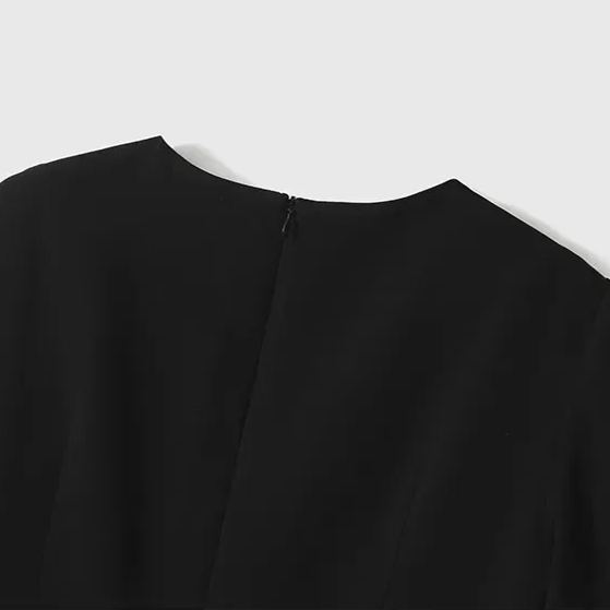 法式 船領 腰間捏褶 氣質 五分袖 約會洋裝