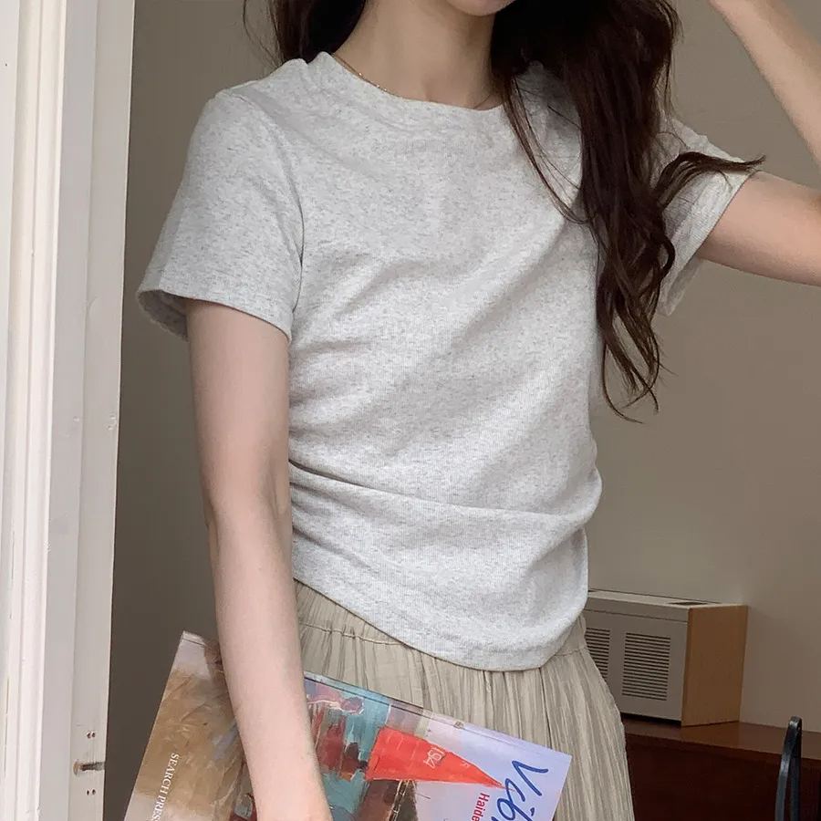 多彩夢幻 收腰抽褶設計款短袖 休閒T恤*4色