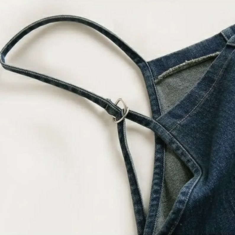 清新韓系 視覺細 無袖 套頭 簡約 素面 休閒 牛仔洋裝