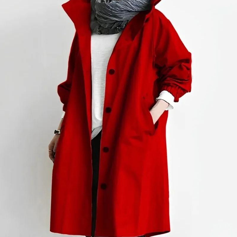 12色可選 秋季修身風衣-中長版設計，休閒百搭顯瘦外套