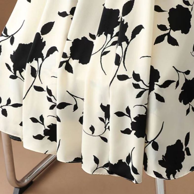 溫柔好感 高腰 大尺碼 寬鬆 印花 遮胯顯瘦 中長 a字 大擺 半身裙