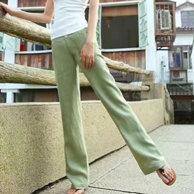 熱銷推薦 全6色 日系風素面 顯腿長 亞麻 直筒 高腰 休閒褲