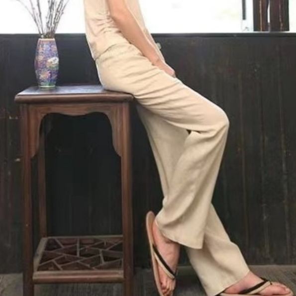 熱銷推薦 全6色 日系風素面 顯腿長 亞麻 直筒 高腰 休閒褲