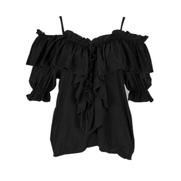 法式荷葉一字領露肩上衣 優雅氣質款