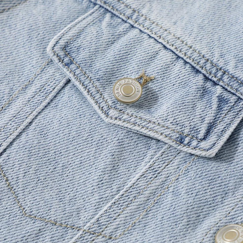 蕾絲花邊拼接牛仔外套 復古水洗短版 韓系休閒款