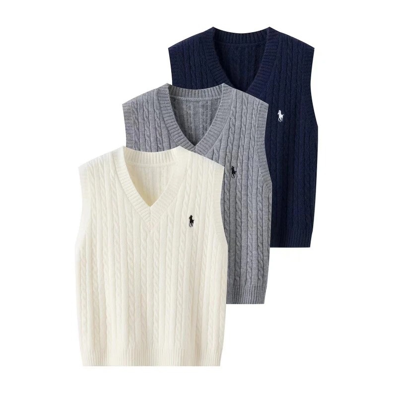 美式復古麻花針織背心 V領設計 寬鬆慵懶感無袖上衣