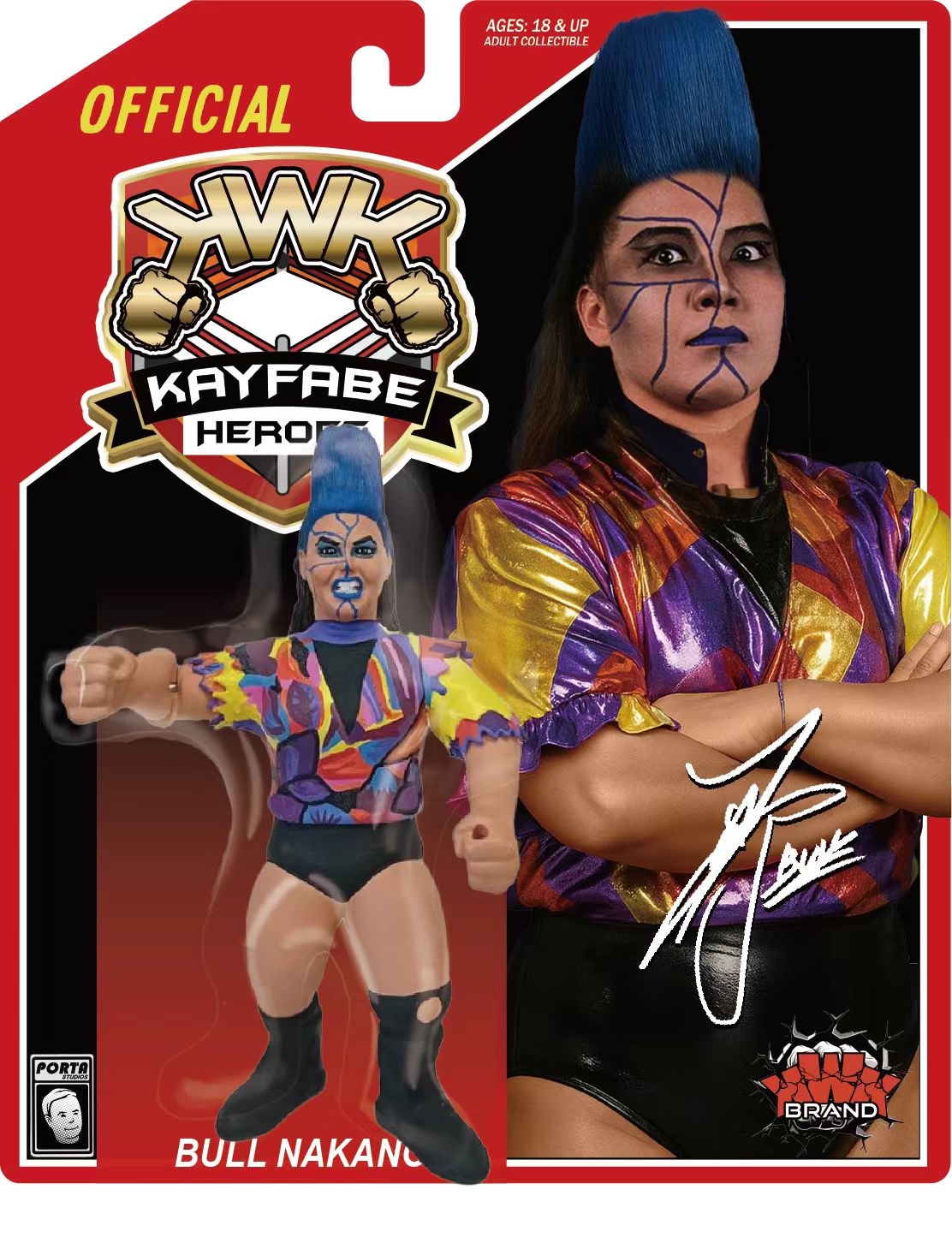 KWK Kayfabe Heroes Bull Nakano Retro Figures (Red Card Variant)