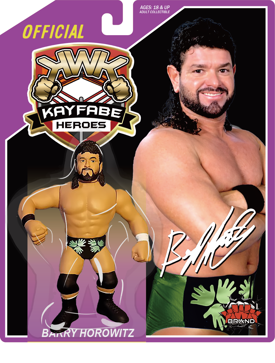 KWK Kayfabe Heroes Barry Horowitz Retro Figures (Purple Card)