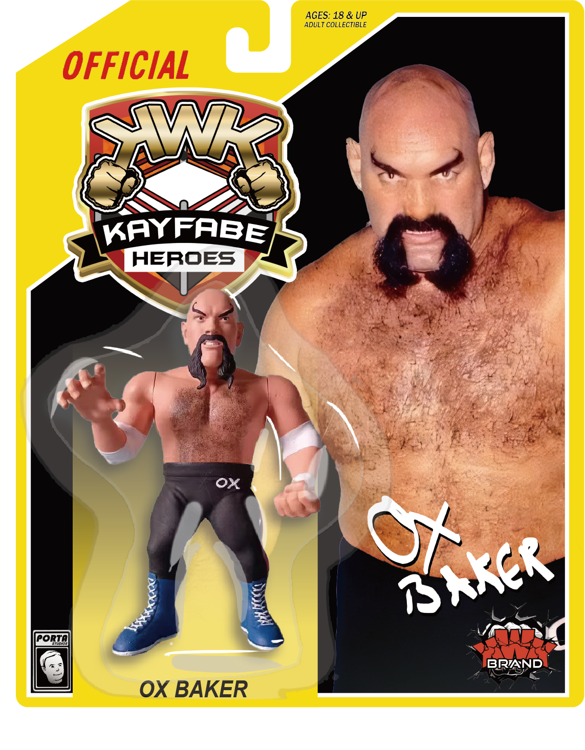 KWK Kayfabe Heroes Ox Baker Retro Figures (Yellow Card)