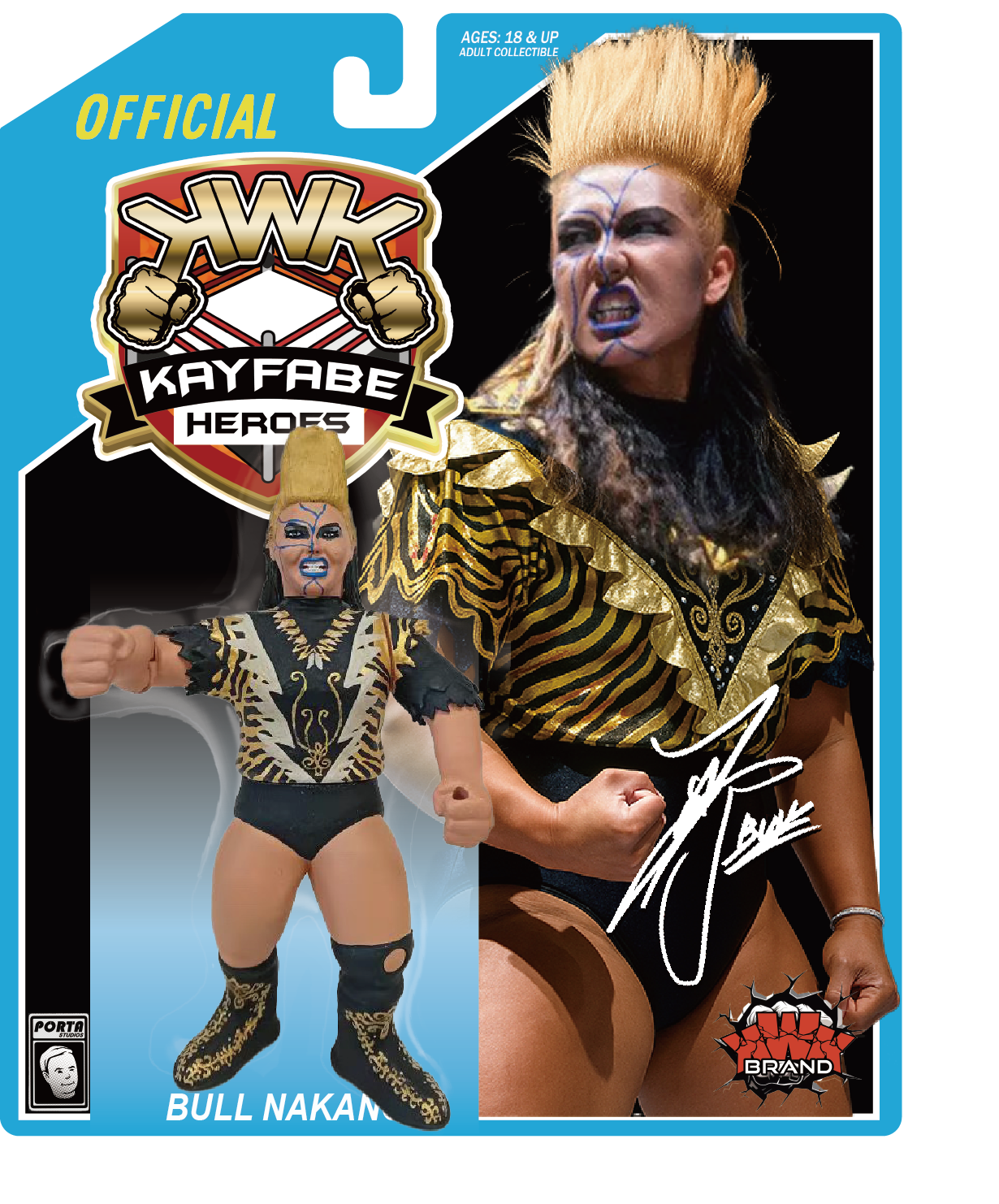 KWK Kayfabe Heroes Bull Nakano Retro Figures (Blue Card Variant)