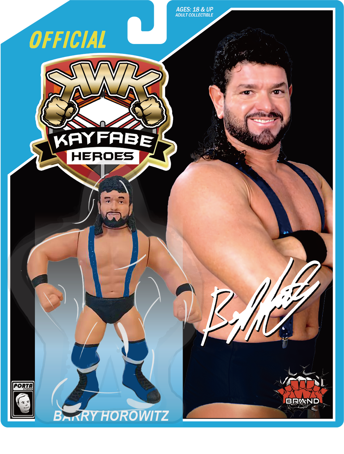 KWK Kayfabe Heroes Barry Horowitz Retro Figures (Blue  Card)