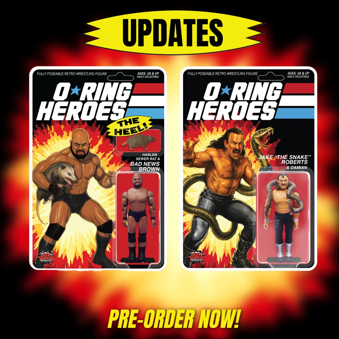 KWK O-RING HEROES BAD NEWS BROWN & JAKE THE SNAKE ROBERTS FIGURES BUNDLE