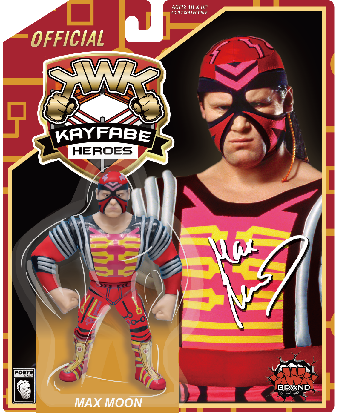 PRE-ORDER! KWK Kayfabe Heroes Max Moon Retro Figure (Special Card)