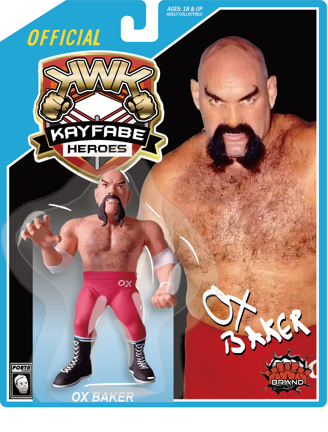 KWK Kayfabe Heroes Ox Baker Retro Figures (Blue  Card)