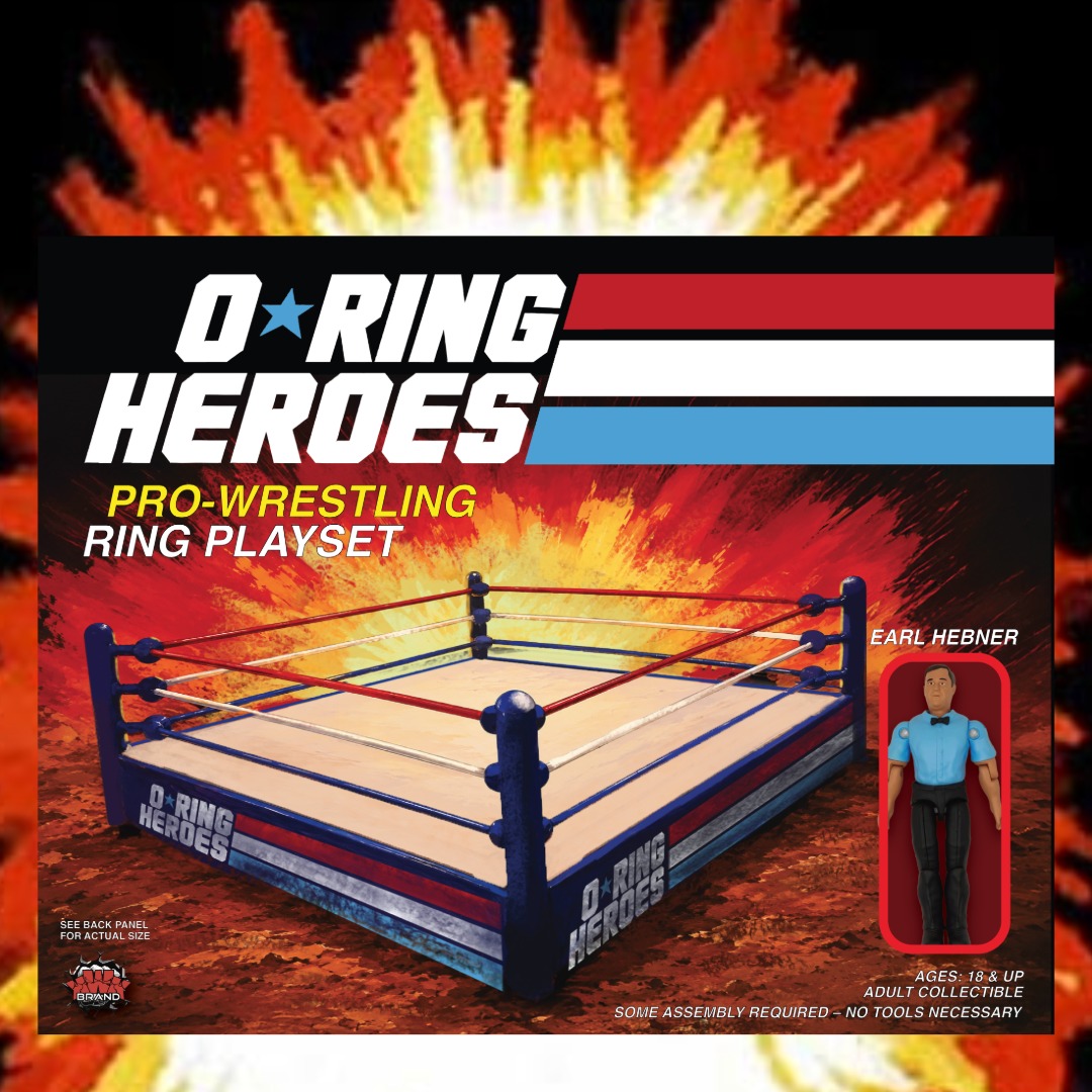 PRE-ORDER KWK O-RING HEROES PRO WRESTLING RING PLAYSET WITH EARl HEBNER
