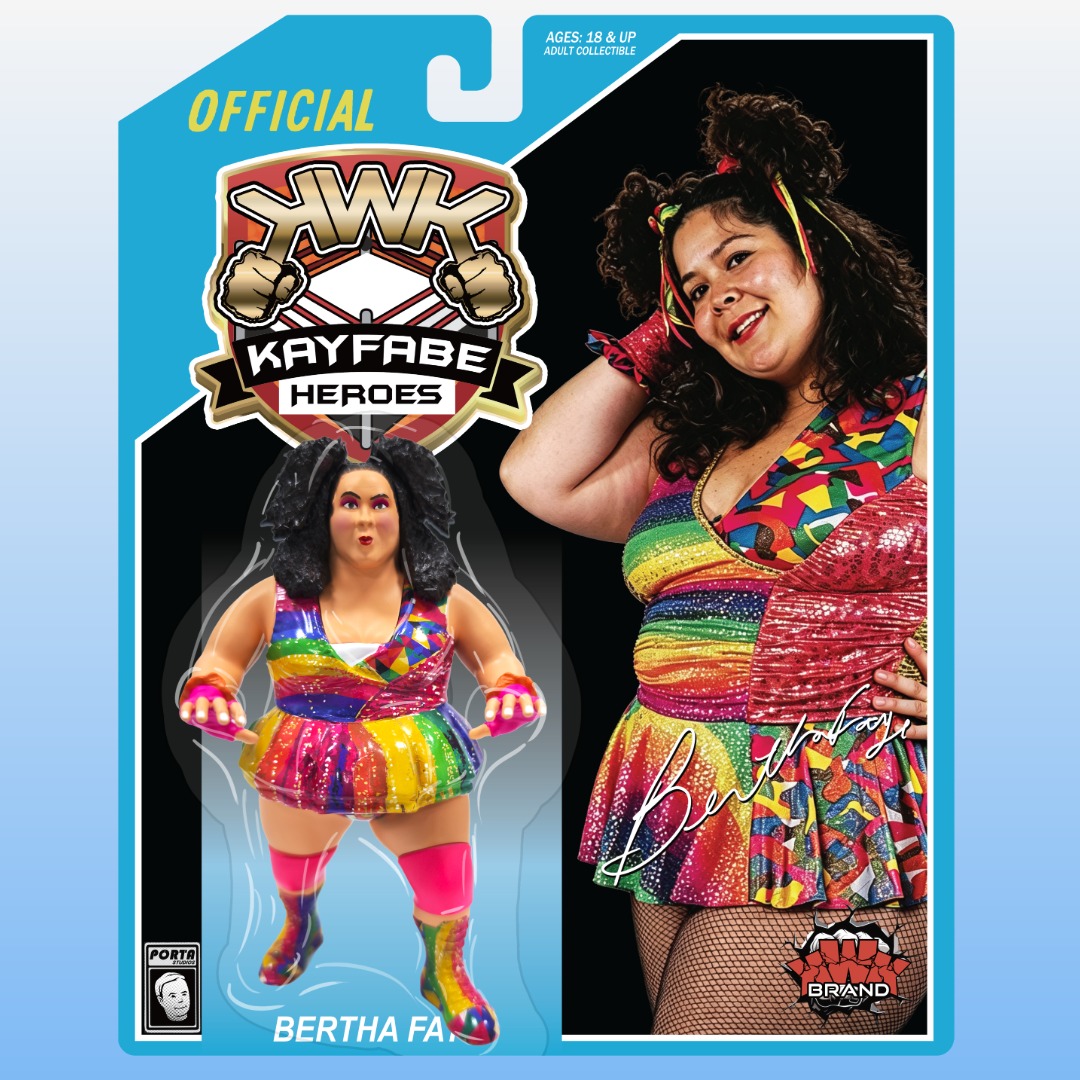 KWK Kayfabe Heroes Bertha Faye Retro Figure (BLUE CARD VARIANT)