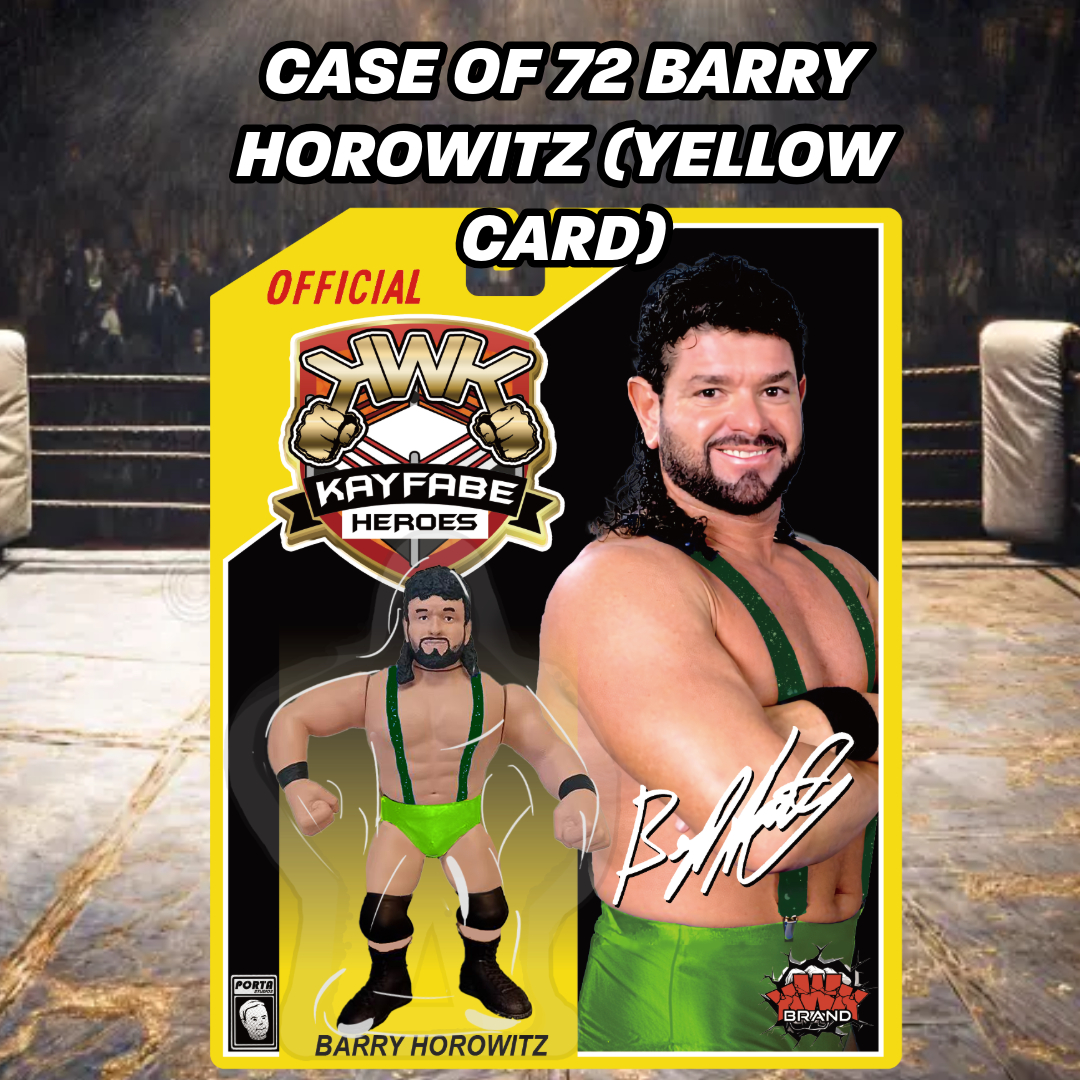 PRE-ORDER! FREE SHIPPING CASE OF 72 KWK Kayfabe Heroes Barry Horowitz Retro Figure (Yellow Card)