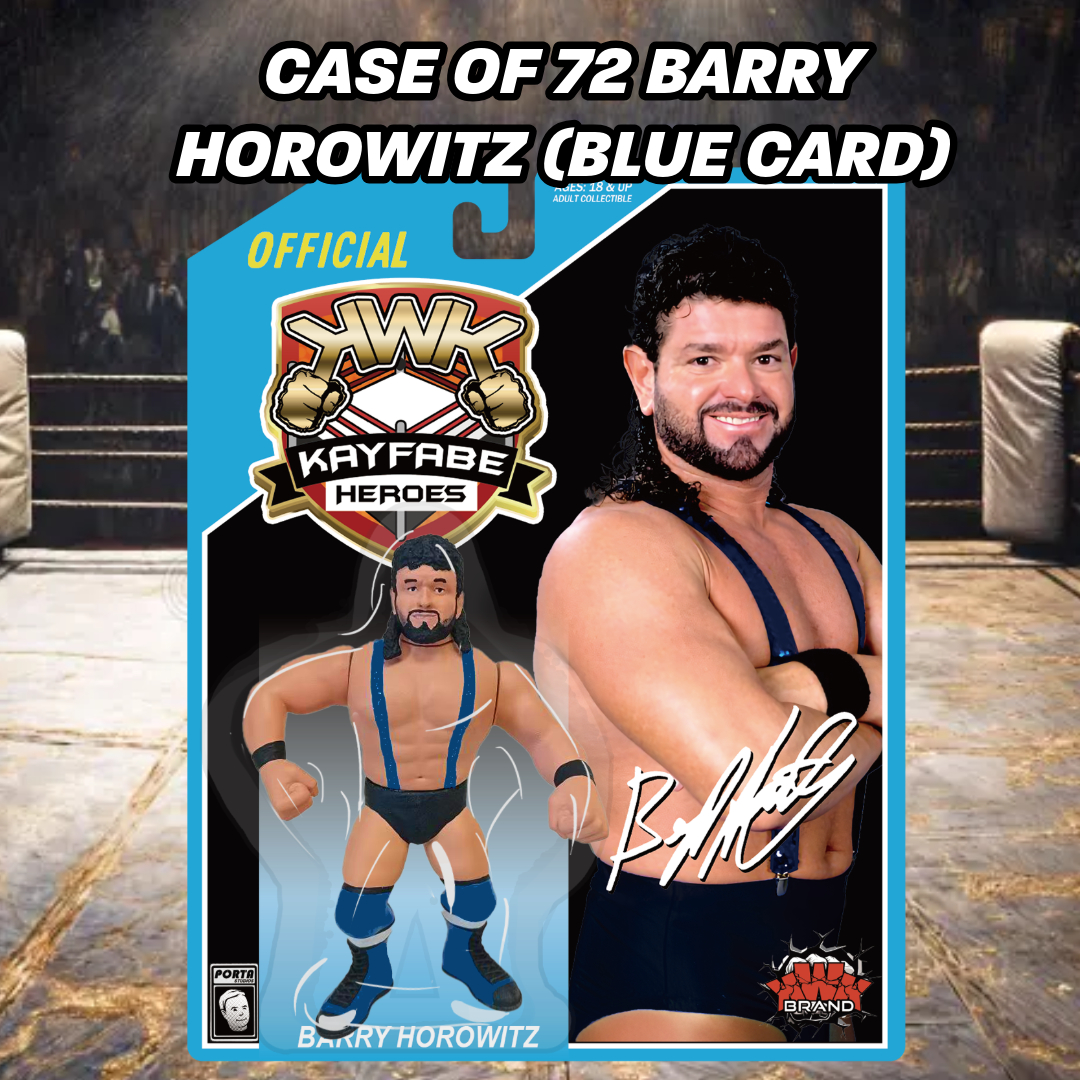 PRE-ORDER! FREE SHIPPING CASE OF 72 KWK Kayfabe Heroes Barry Horowitz Retro Figure (Blue Card)