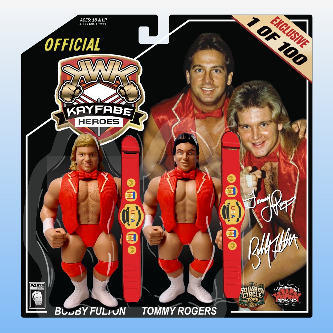 1 of 100 KWK Kayfabe Heroes The Fantastics Retro Figures (BLACK CARD VARIANT)
