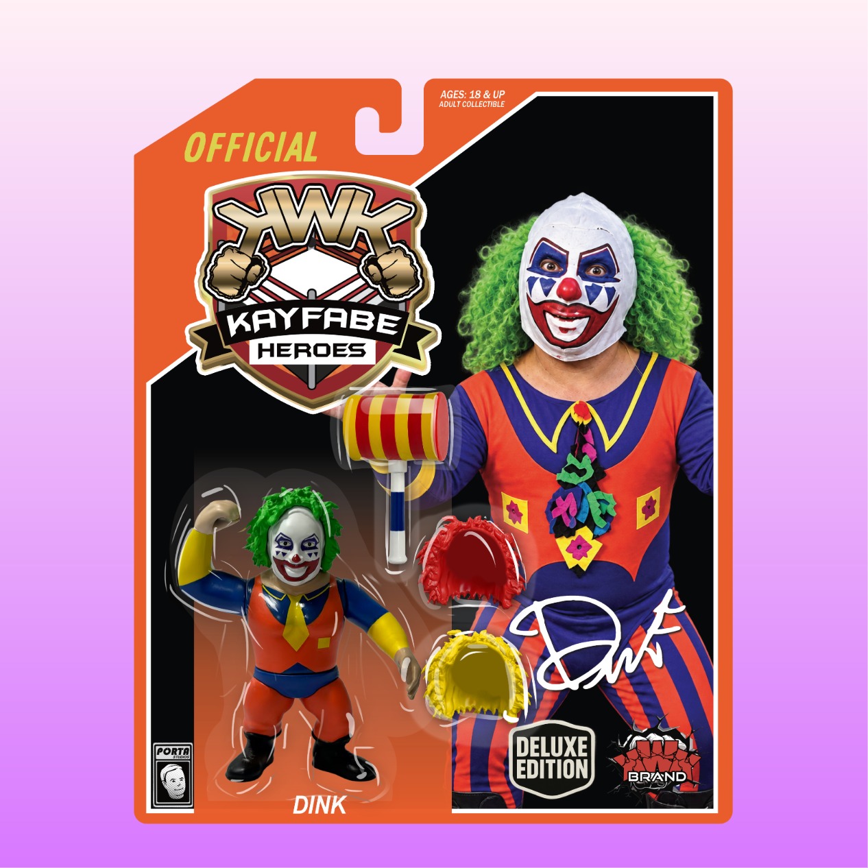 KWK Kayfabe Heroes Dink Retro Figure (ORANGE CARD VARIANT)