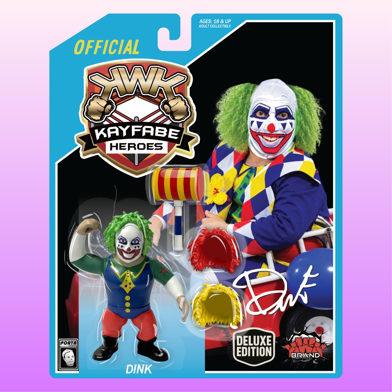 KWK Kayfabe Heroes Dink Retro Figure (BLUE CARD VARIANT)