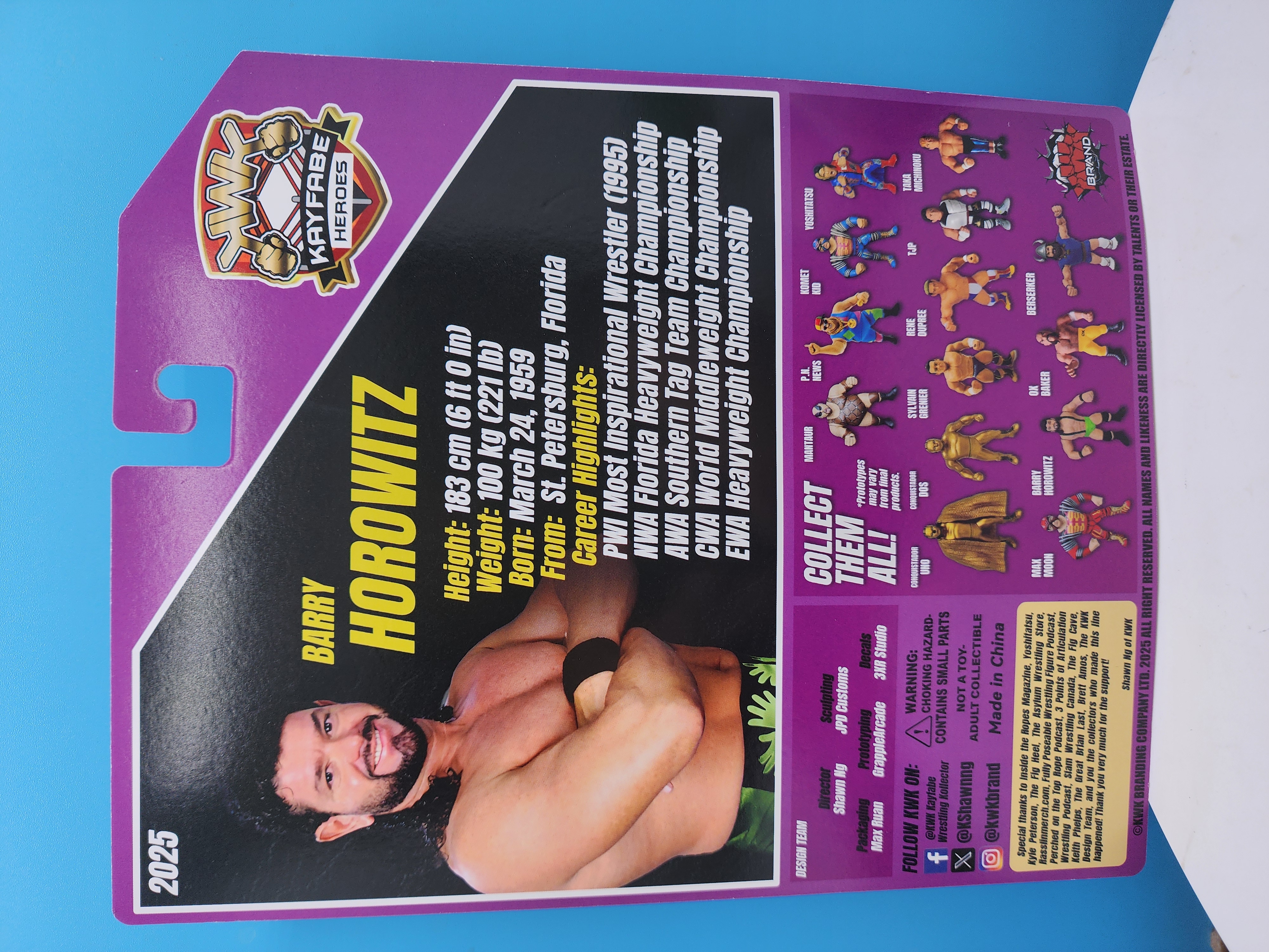 [UK STOCK]KWK Kayfabe Heroes Barry Horowitz Retro Figures (Purple Card)